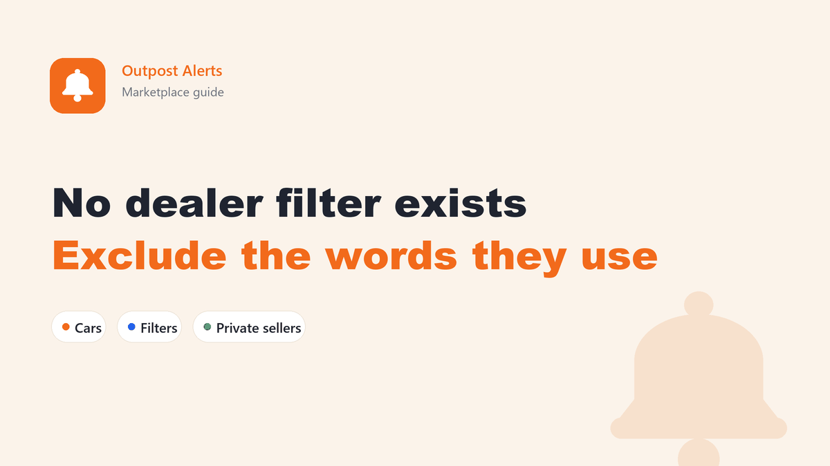 Facebook Marketplace car search with dealer listings filtered out by exclude words