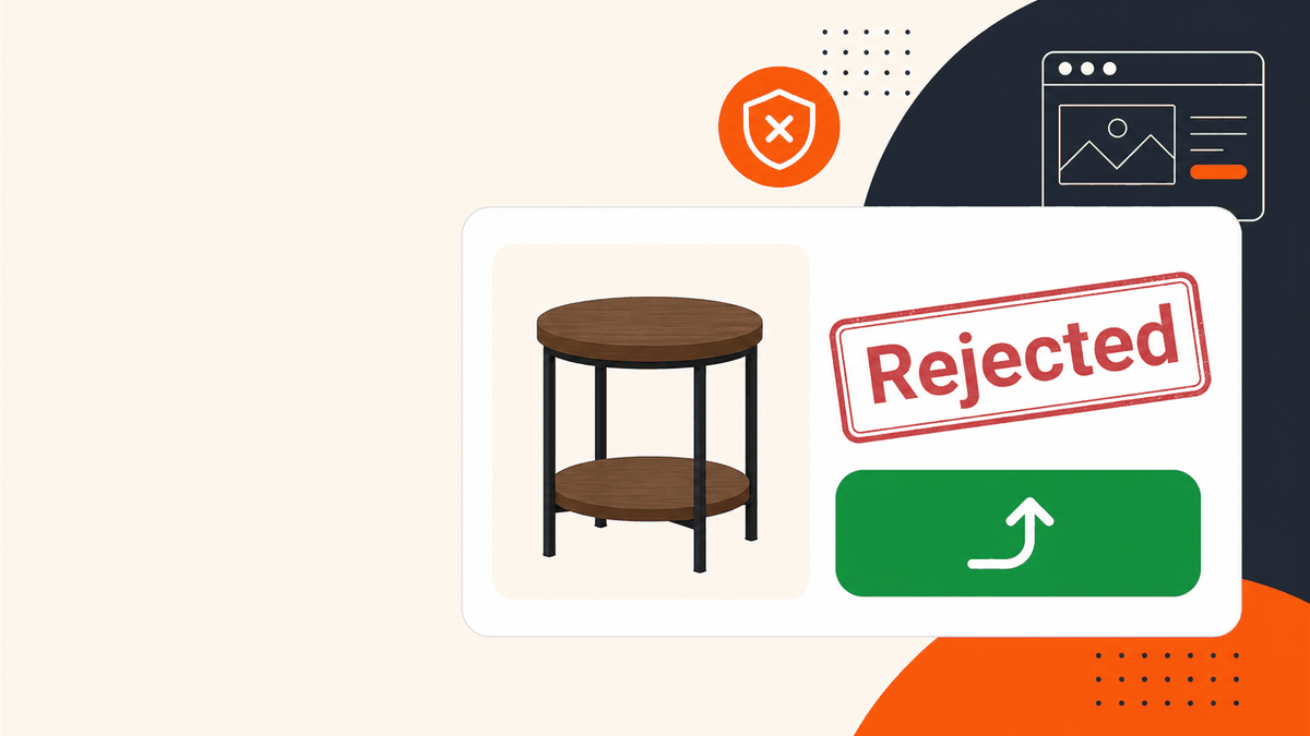 Facebook Marketplace listing card with a rejected stamp and an appeal button