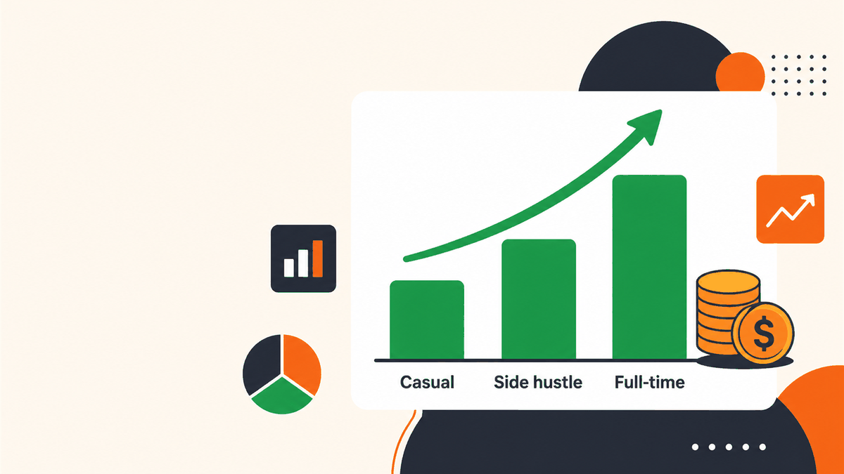 Bar chart of Facebook Marketplace flipping income across casual, side hustle, and full-time tiers