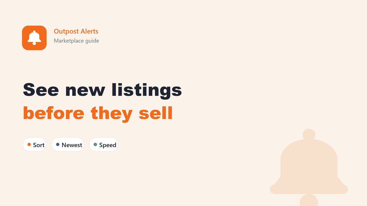 Facebook Marketplace search results sorted by date listed, with a new listing posted one minute ago at the top